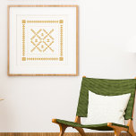Klassieke geometrische vormen Kieuwblok in goud Poster<br><div class="desc">Een modern,  traditioneel medallion quilt block design in een zachte gouden ambergele kleur.</div>