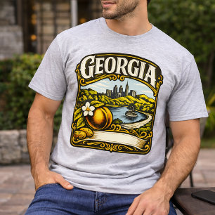 Klassieke Georgia State Peach & Atlanta Skyline T-shirt