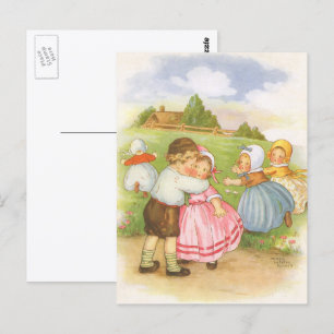Klassieke Georgie Porgie Mother Goose-kinderrijmpj Briefkaart