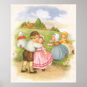 Klassieke Georgie Porgie Mother Goose-kinderrijmpj Poster