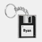 Klassieke gepersonaliseerde computer met diskettes sleutelhanger (Voorkant Links)