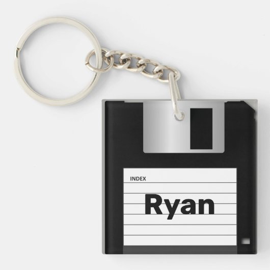 Klassieke gepersonaliseerde computer met diskettes sleutelhanger (Voorkant)