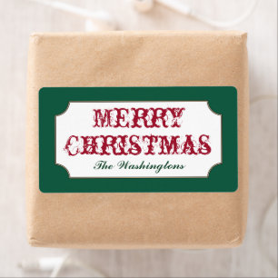 Klassieke gepersonaliseerde groene kerstcadeauetik etiket