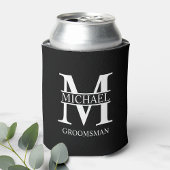 Klassieke Gepersonaliseerde Groomsman Monogram en  Blikjeskoeler