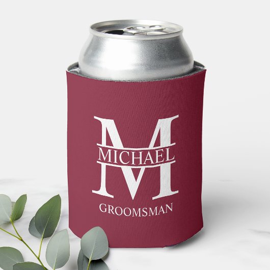 Klassieke Gepersonaliseerde Groomsman Monogram en  Blikjeskoeler