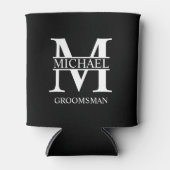 Klassieke Gepersonaliseerde Groomsman Monogram en  Blikjeskoeler (Voorkant)
