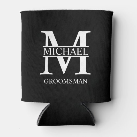 Klassieke Gepersonaliseerde Groomsman Monogram en  Blikjeskoeler (Voorkant)