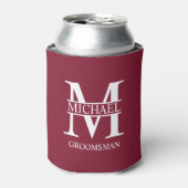 Klassieke Gepersonaliseerde Groomsman Monogram en  Blikjeskoeler (Blikje Voorkant)