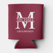 Klassieke Gepersonaliseerde Groomsman Monogram en  Blikjeskoeler (Voorkant)