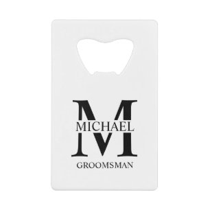 Klassieke Gepersonaliseerde Groomsman Monogram en  Creditkaart Flessenopener