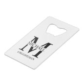 Klassieke Gepersonaliseerde Groomsman Monogram en  Creditkaart Flessenopener (Voorkant Gekanteld)