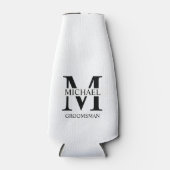 Klassieke Gepersonaliseerde Groomsman Monogram en  Flesjeskoeler (Voorkant)