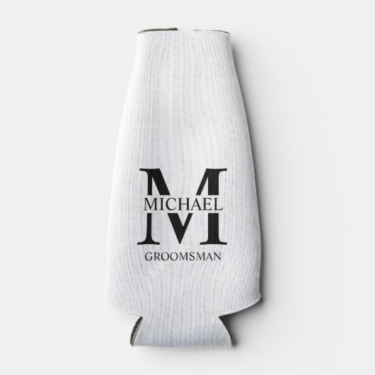 Klassieke Gepersonaliseerde Groomsman Monogram en  Flesjeskoeler (Voorkant)