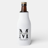 Klassieke Gepersonaliseerde Groomsman Monogram en  Flesjeskoeler (Fles Voorkant)
