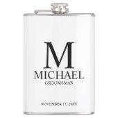 Klassieke Gepersonaliseerde Groomsman Monogram en  Heupfles (Voorkant)