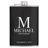 Klassieke Gepersonaliseerde Groomsman Monogram en  Heupfles (Voorkant)