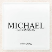 Klassieke gepersonaliseerde Groomsmen Glazen Onderzetter (Voorkant)