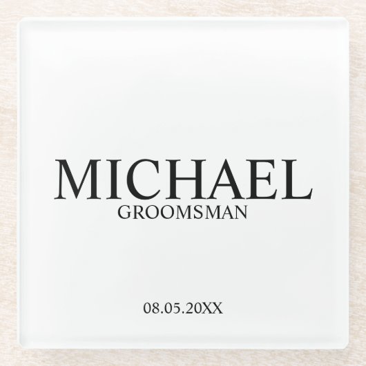 Klassieke gepersonaliseerde Groomsmen Glazen Onderzetter (Voorkant)