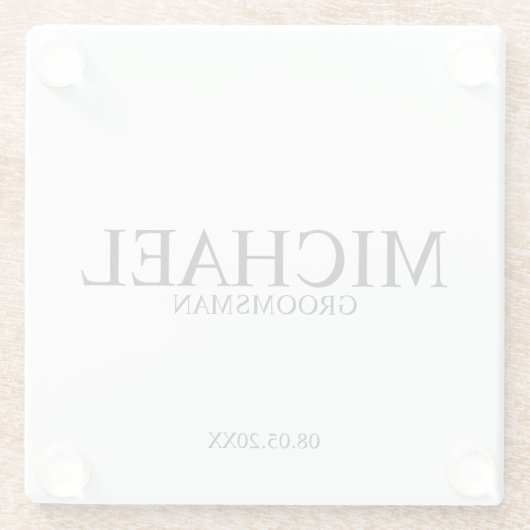 Klassieke gepersonaliseerde Groomsmen Glazen Onderzetter (Achterkant)