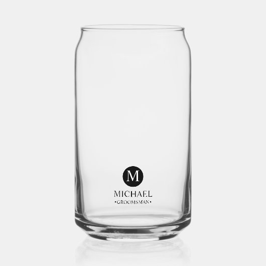 Klassieke Gepersonaliseerde Groomsmen Monogram en  Blikvorm Glas (Voorkant)