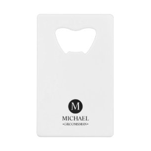 Klassieke Gepersonaliseerde Groomsmen Monogram en Creditkaart Flessenopener