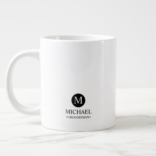 Klassieke Gepersonaliseerde Groomsmen Monogram en Grote Koffiekop (Links)