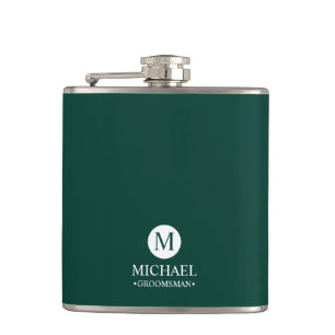 Klassieke Gepersonaliseerde Groomsmen Monogram en  Heupfles