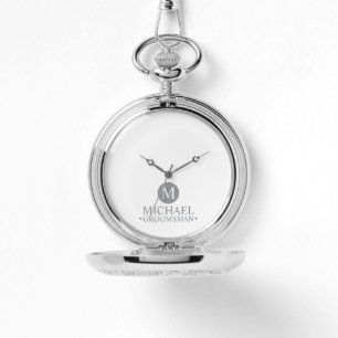Klassieke Gepersonaliseerde Groomsmen Monogram en  Horloge