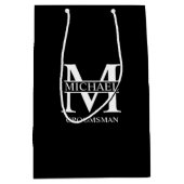 Klassieke Gepersonaliseerde Groomsmen Monogram en  Medium Cadeauzakje (Voorkant)