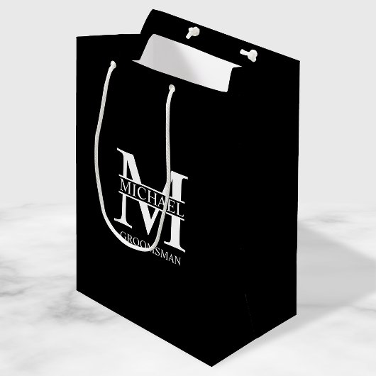 Klassieke Gepersonaliseerde Groomsmen Monogram en  Medium Cadeauzakje