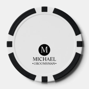 Klassieke Gepersonaliseerde Groomsmen Monogram en Poker Chips