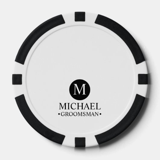 Klassieke Gepersonaliseerde Groomsmen Monogram en  Poker Chips (Voorkant)