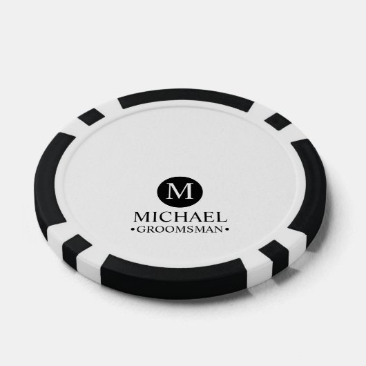 Klassieke Gepersonaliseerde Groomsmen Monogram en  Poker Chips (Enkel)