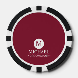 Klassieke Gepersonaliseerde Groomsmen Monogram en  Poker Chips