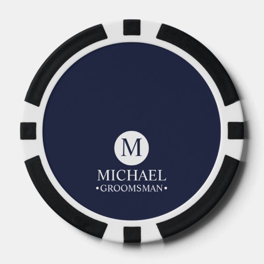Klassieke Gepersonaliseerde Groomsmen Monogram en  Poker Chips (Voorkant)