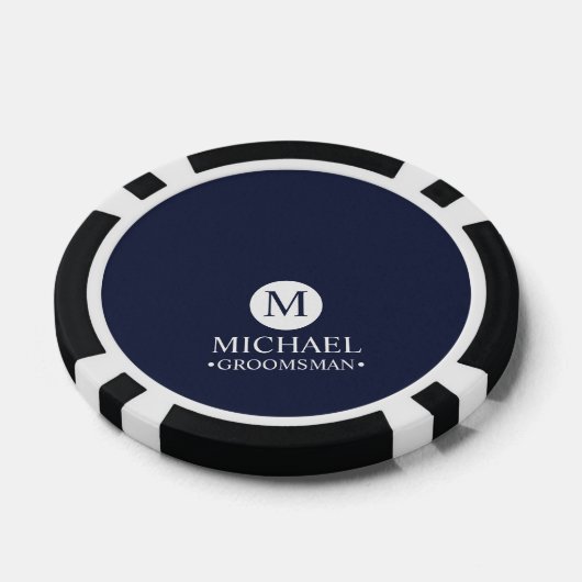 Klassieke Gepersonaliseerde Groomsmen Monogram en  Poker Chips (Enkel)