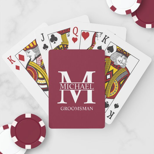 Klassieke Gepersonaliseerde Groomsmen Monogram en  Pokerkaarten