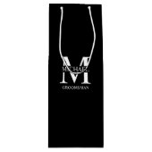 Klassieke Gepersonaliseerde Groomsmen Monogram en  Wijn Cadeautas (Voorkant)