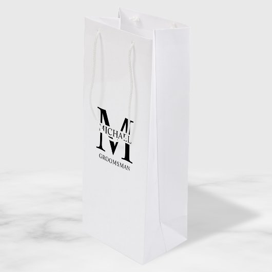 Klassieke Gepersonaliseerde Groomsmen Monogram en  Wijn Cadeautas