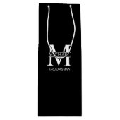 Klassieke Gepersonaliseerde Groomsmen Monogram en  Wijn Cadeautas (Voorkant)