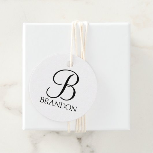 Klassieke Gepersonaliseerde het Monogram van het M Bedankjes Labels (In situ)