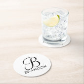 Klassieke Gepersonaliseerde het Monogram van het M Ronde Kartonnen Onderzetter (Insitu)