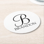 Klassieke Gepersonaliseerde het Monogram van het M Ronde Kartonnen Onderzetter (Gebogen)
