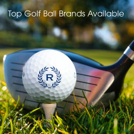 Klassieke gepersonaliseerde monogram krans blauw golfballen