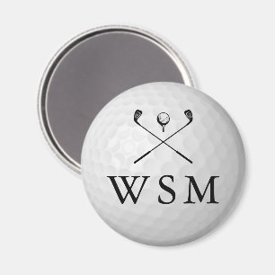 Klassieke gepersonaliseerde monogramgolfbal magneet