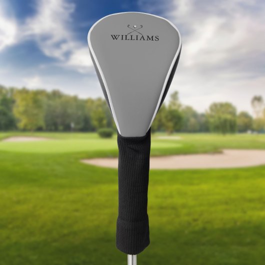 Klassieke gepersonaliseerde naamgolfclubs grijs golfheadcover