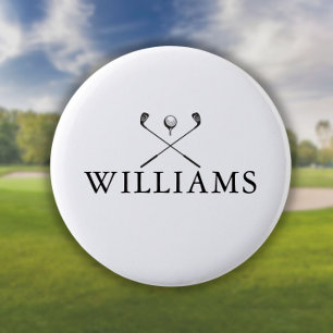 Klassieke gepersonaliseerde naamgolfclubs ronde button 5,7 cm
