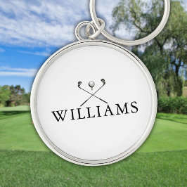 Klassieke gepersonaliseerde naamgolfclubs sleutelhanger