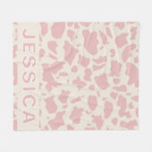 Klassieke gepersonaliseerde roze koeprint fleece deken (Voorkant (Horizontaal))