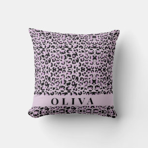 Klassieke gepersonaliseerde roze luipaardprint kussen